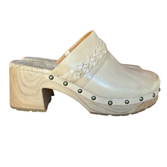 Kork-Ease Tilly Tan Leather Retro Style Platform Clog w Brass Stud Detail size 8 - Picture 2 of 15